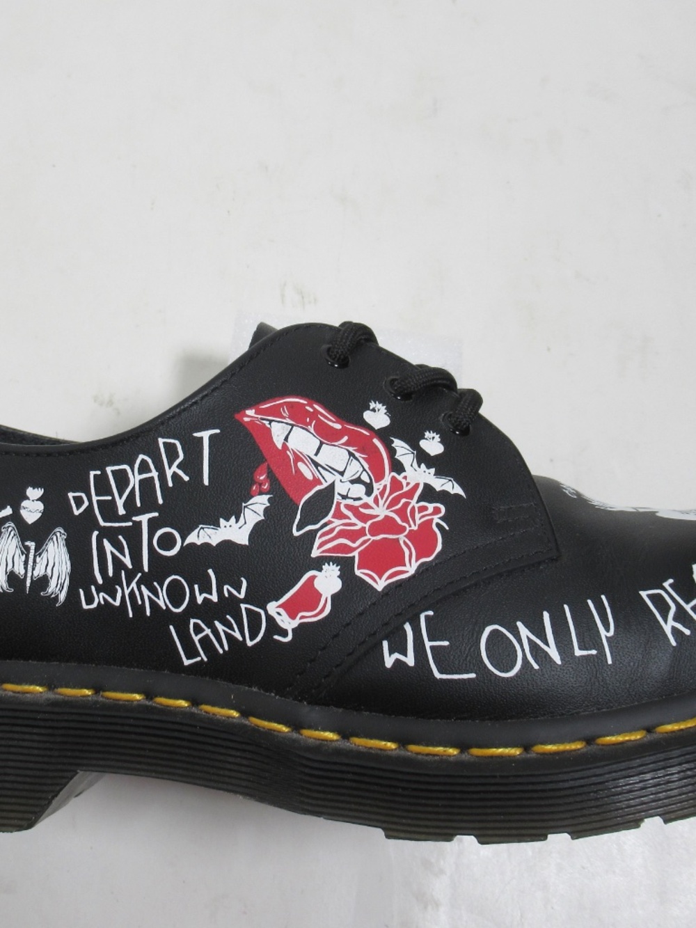 Dr. Martens Unisex 1461 Rebel Printed Black Leather Oxford Shoes 9US M / 10US L